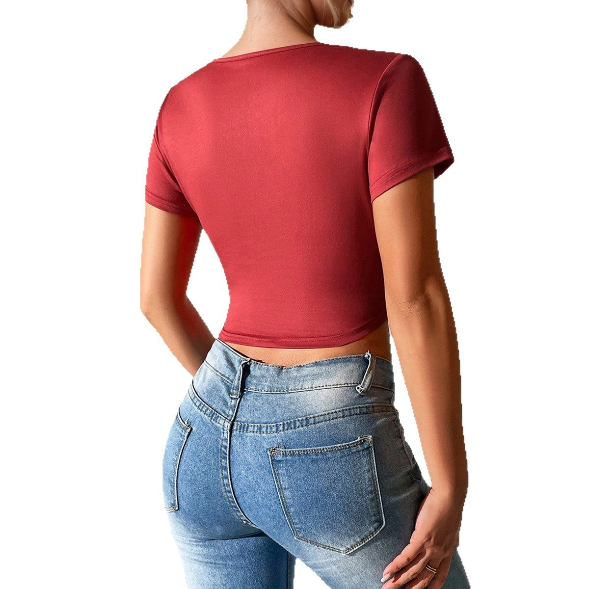 Cross V-neck Short Sleeve T-shirt
