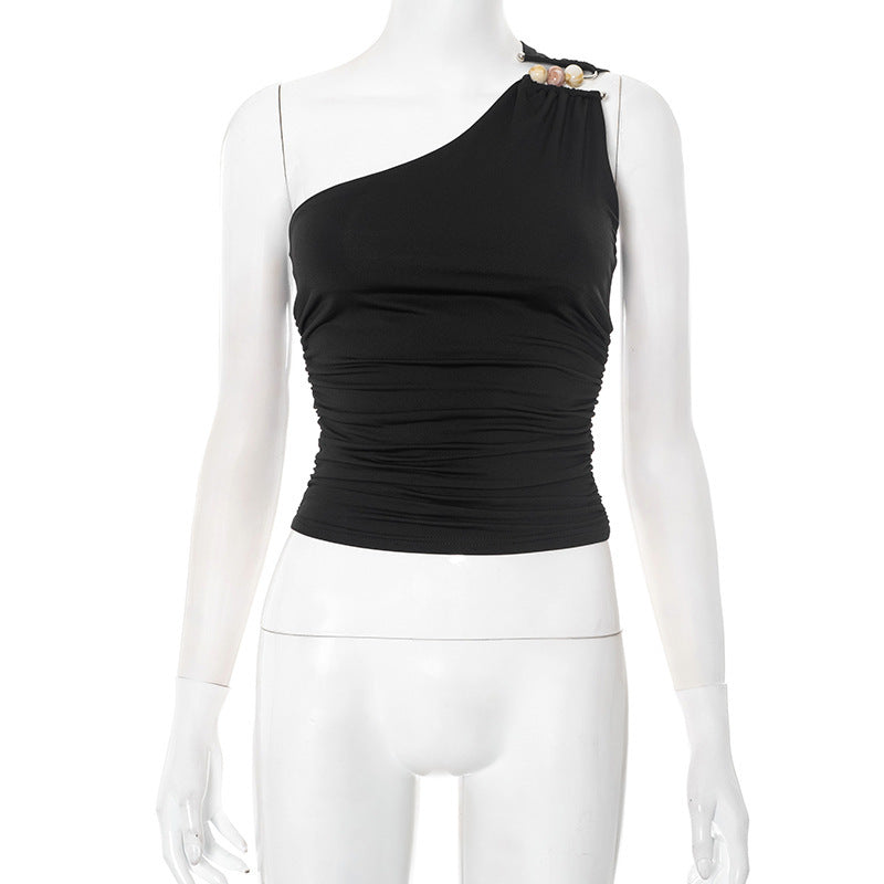 One-shoulder Knitted Vest