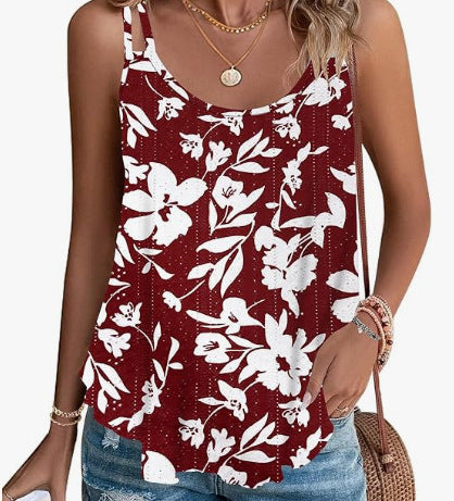 New Solid Color Jacquard Round Neck Women's Bottom And Inner Shoulder Strap Tank Top
