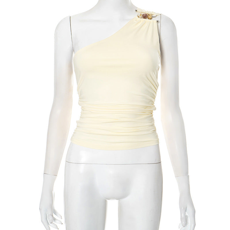 One-shoulder Knitted Vest