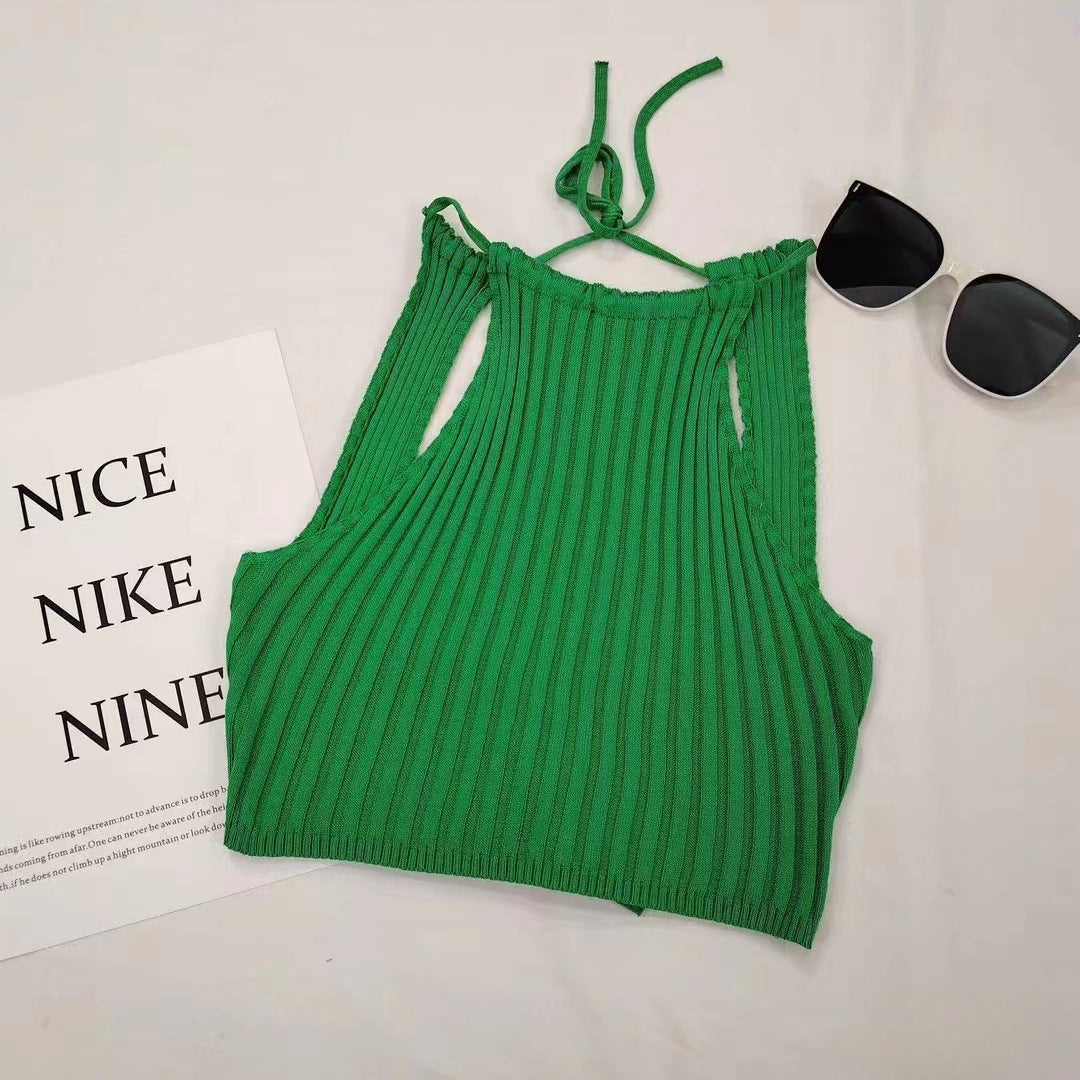 Summer New Women's Clothing Backless Slim Fit Thin Cross Straps Solid Color Camisole