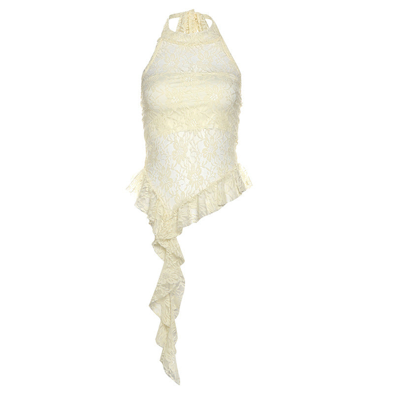 Pure Desire Round Neck Halter Irregular Edge Vest
