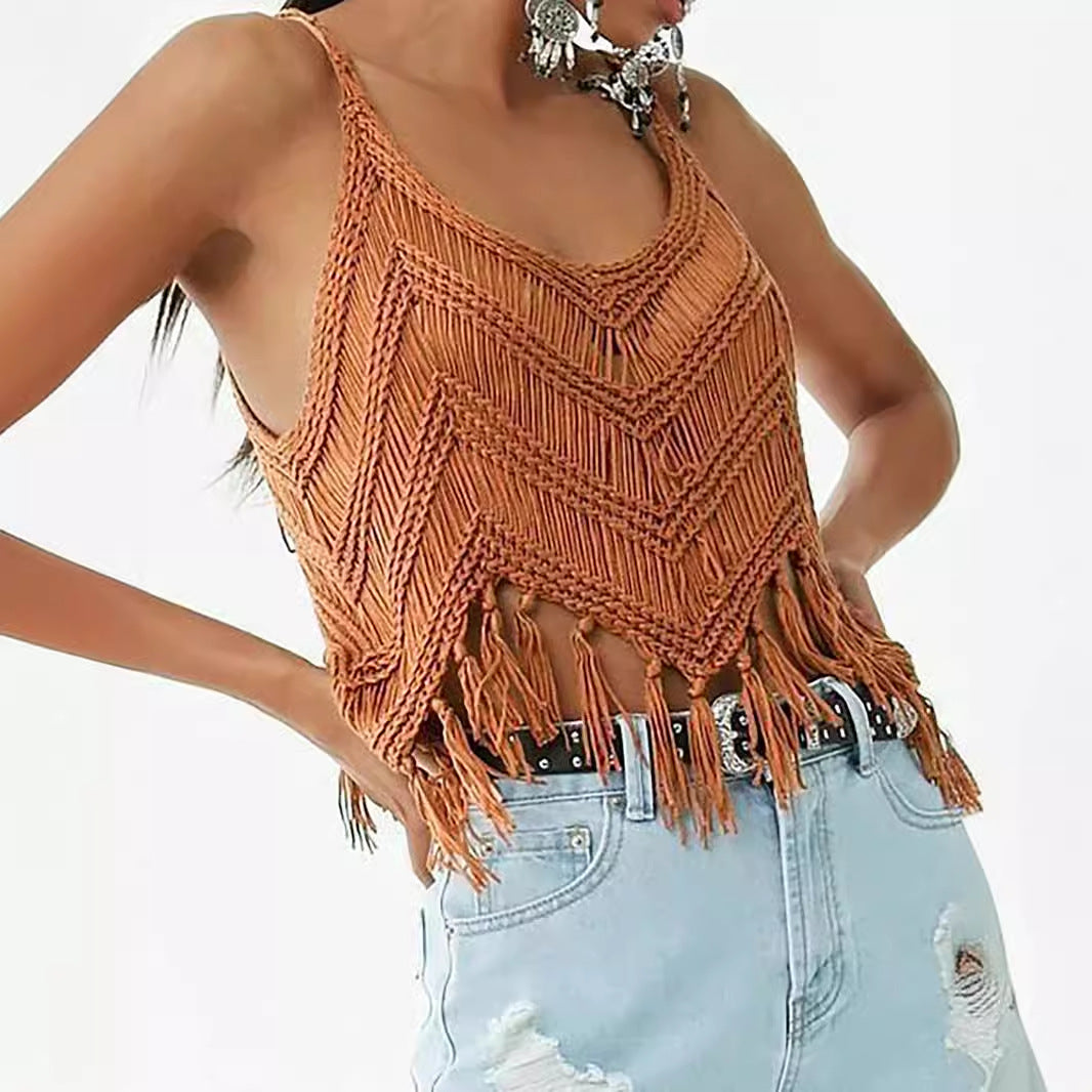 Women's Knitwear Tassel Pullover Hollow Out