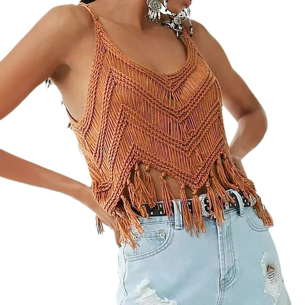 Women's Knitwear Tassel Pullover Hollow Out