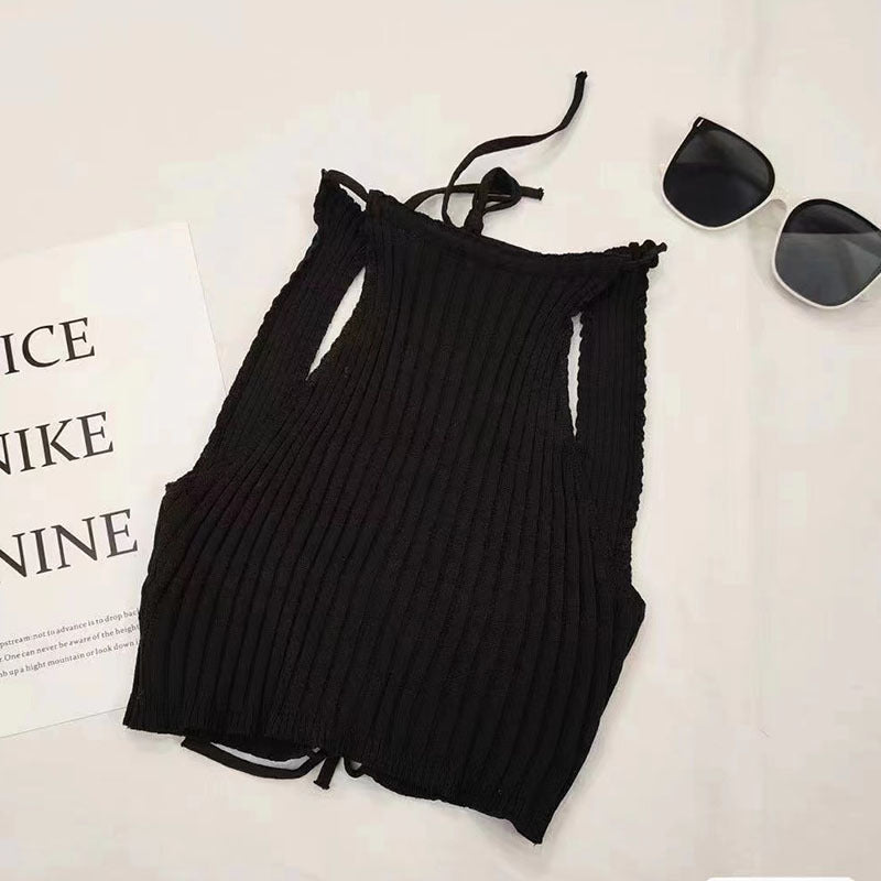 Summer New Women's Clothing Backless Slim Fit Thin Cross Straps Solid Color Camisole