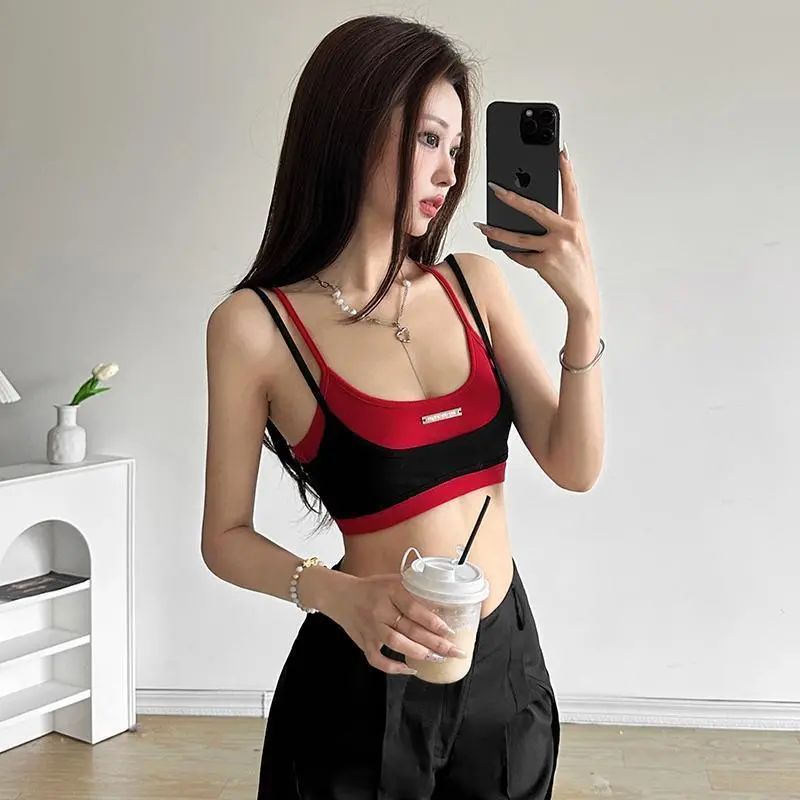Summer New Women's Sling Solid Color Slim Fit Top