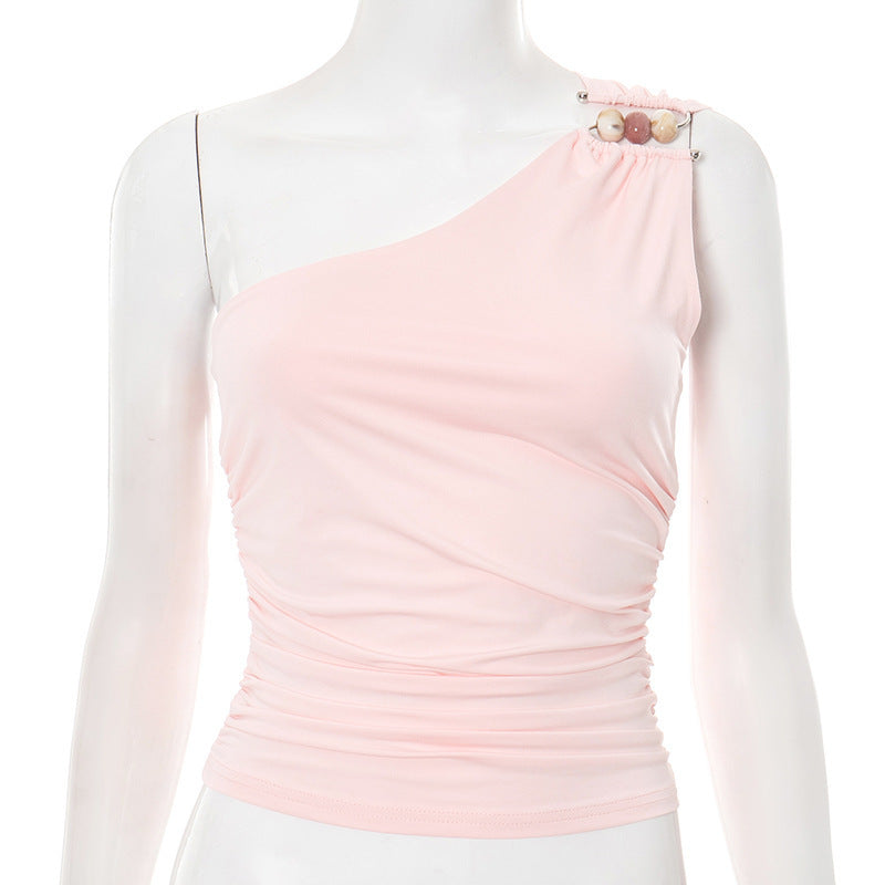 One-shoulder Knitted Vest