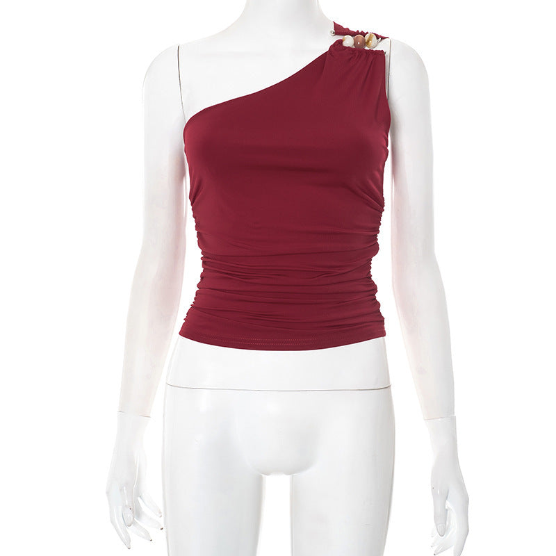 One-shoulder Knitted Vest