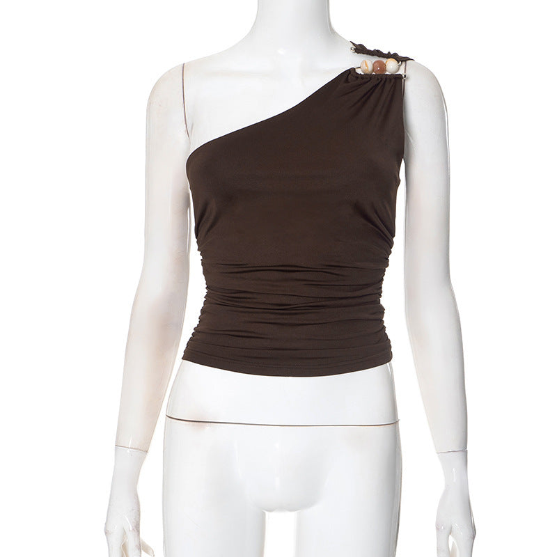 One-shoulder Knitted Vest