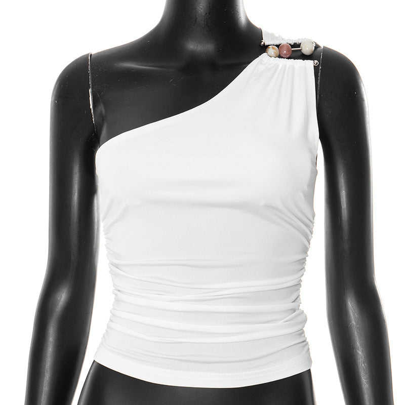 One-shoulder Knitted Vest